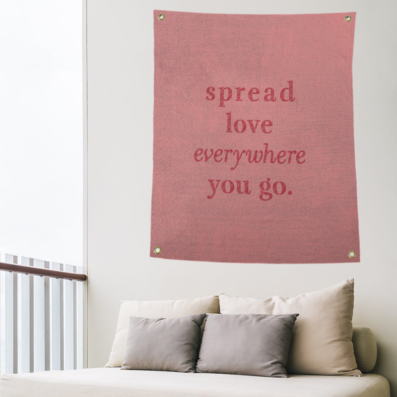 Tapisserie de polyester à l’quoted love quot, H 36 po x l 26 po, Rouge