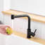 Robinet d'évier de cuisine rotatif noir 360 avec robinet escamotable - look moderne pour un nettoyage facile Matte robinet coulissant à une poignée polyvalent