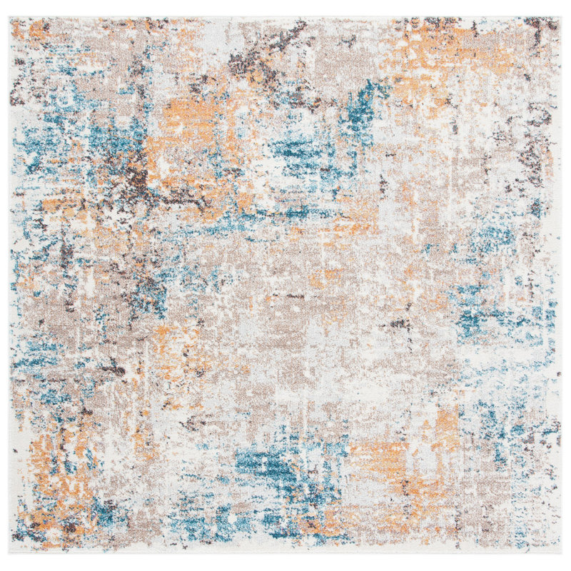 Tapis abstrait Crystal Performance, Carré 6 pi 7 po