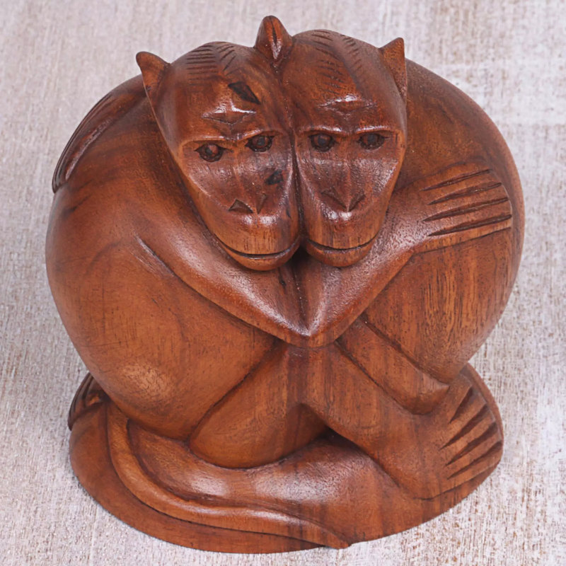 Figurine en bois Linge singes