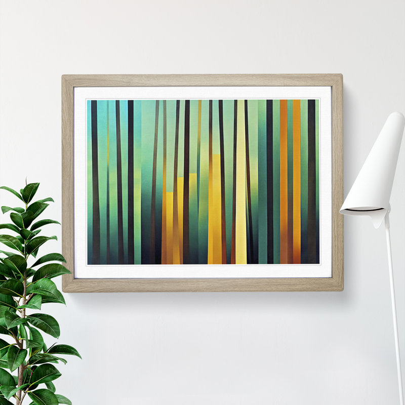 A Vivid Abstract Forest - Single Picture Frame Print, 34cm H x 46cm W x 2cm D, Oak Framed