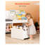Banc de rangement pour enfants avec dossier, coffre de rangement pour jouets en bois blanc avec 6 compartiments, bibliothèque à 3 niveaux et tiroir, 66,9 x 15,8 x 31,5 po