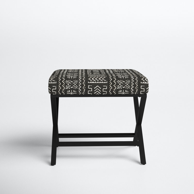 Priscilla Upholstered Ottoman, Geometric Eclectic Black/White