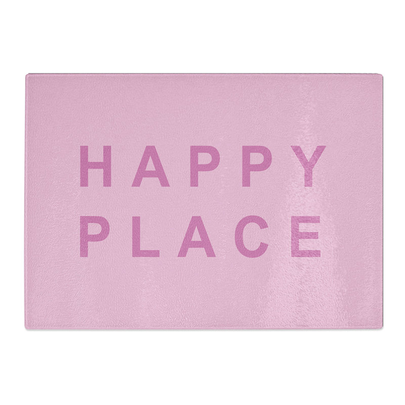 Happy Place Typography Chopping Board, 0.4cm H x 28.5cm W x 39cm L