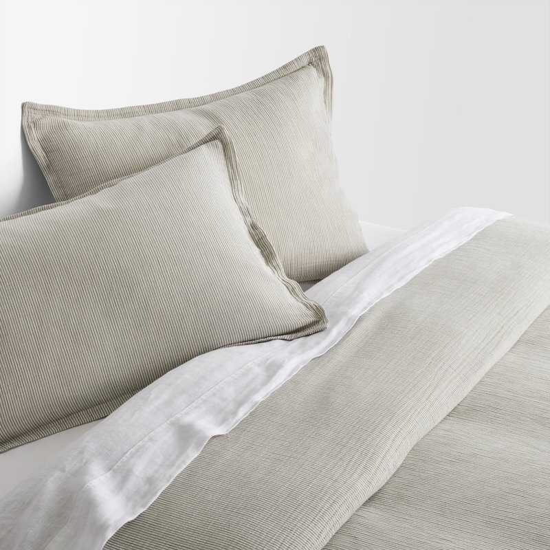 Kimball Duvet Cover Set, Charcoal/White, Queen Duvet Cover + 2 Queen Shams