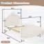 Lit plateforme double pleine grandeur avec tête de lit courbée élégante et cadre à quatre colonnes, beige