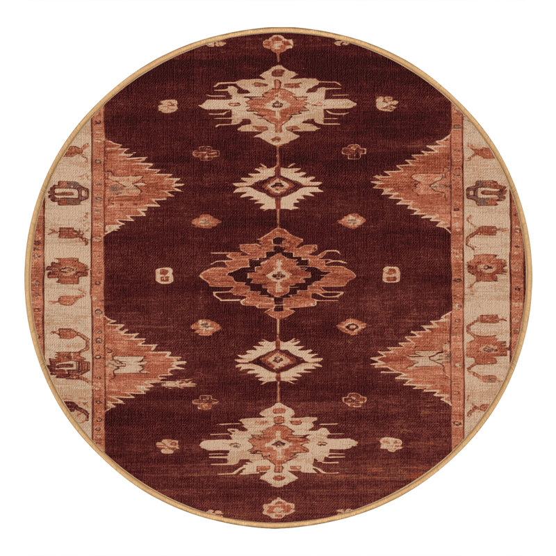 Tapis brun lavable à la machine, Rond 4 pi