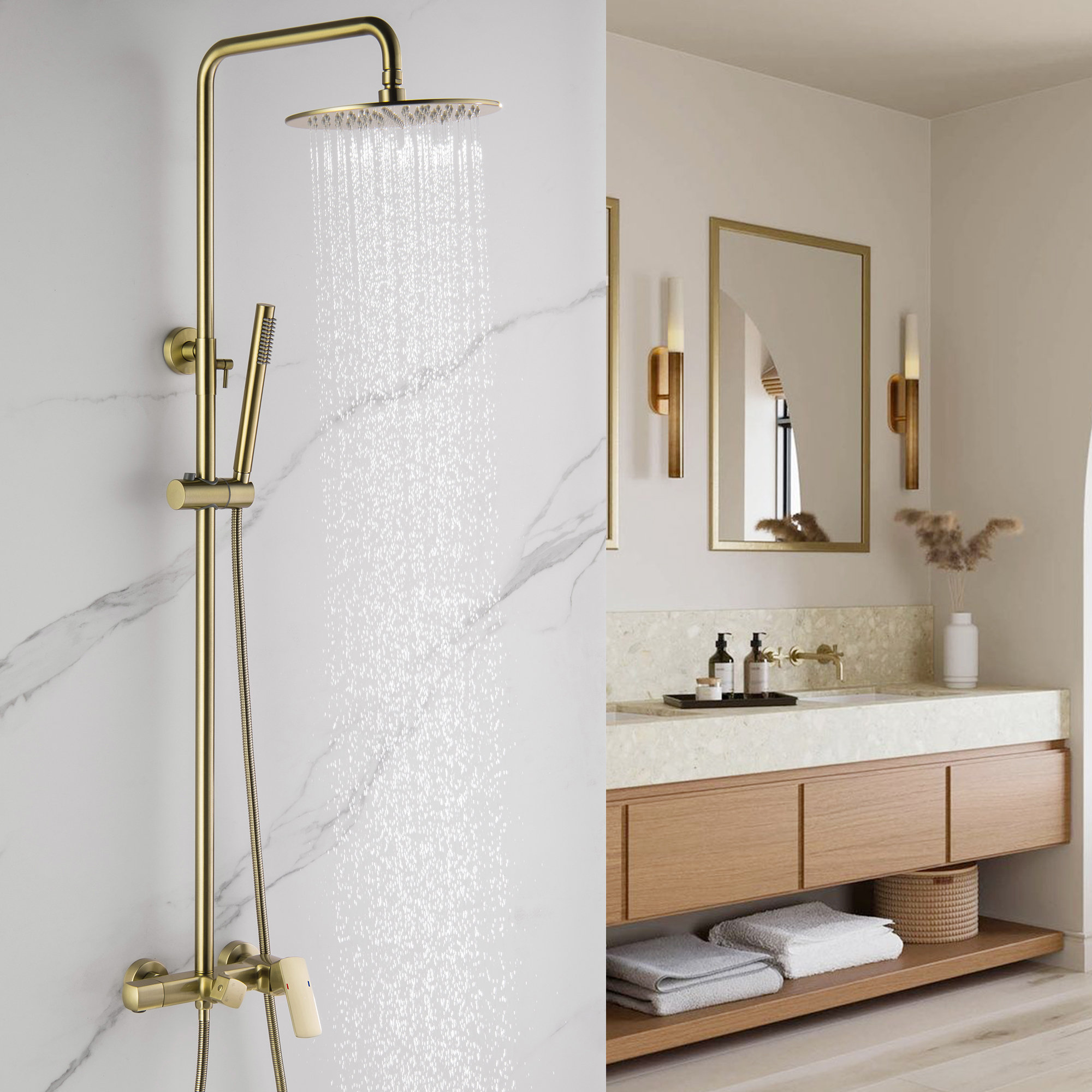 Bathroom Shelf Brass Bathroom Shower Rack Square Gold Bath Shower