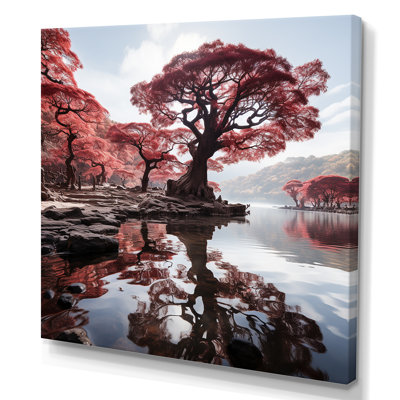 Rouge majestueux Bonsai I - art mural arbre