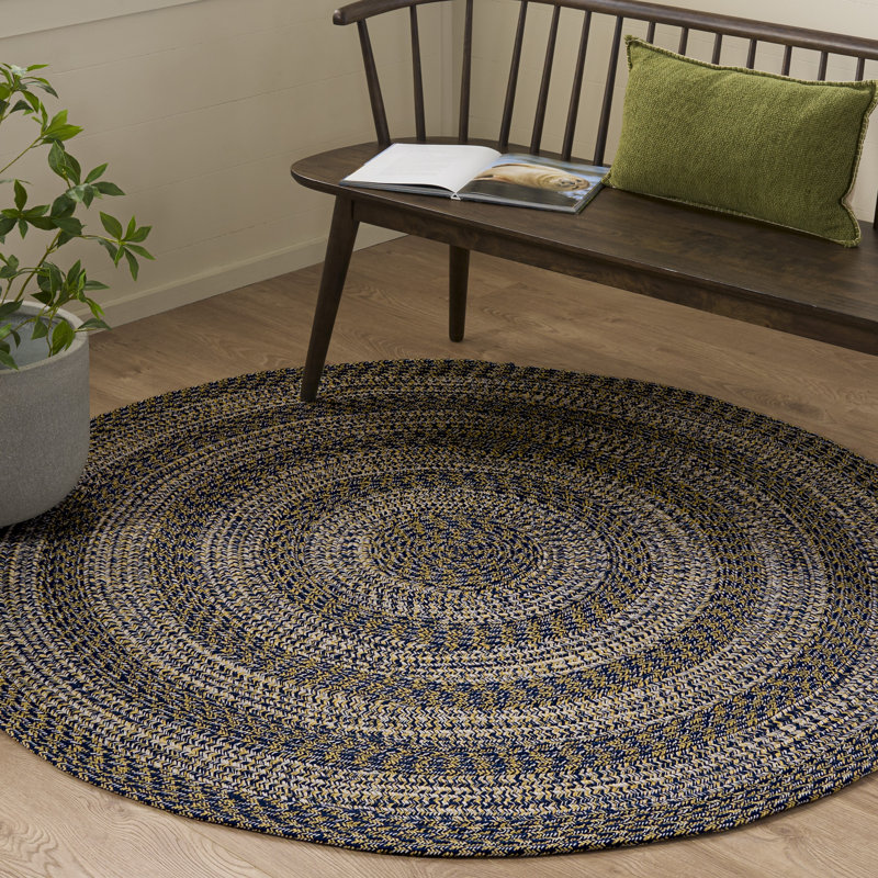 Braided 265 Hand Woven Performance Machine Washable No Pattern Rug, Round 5'