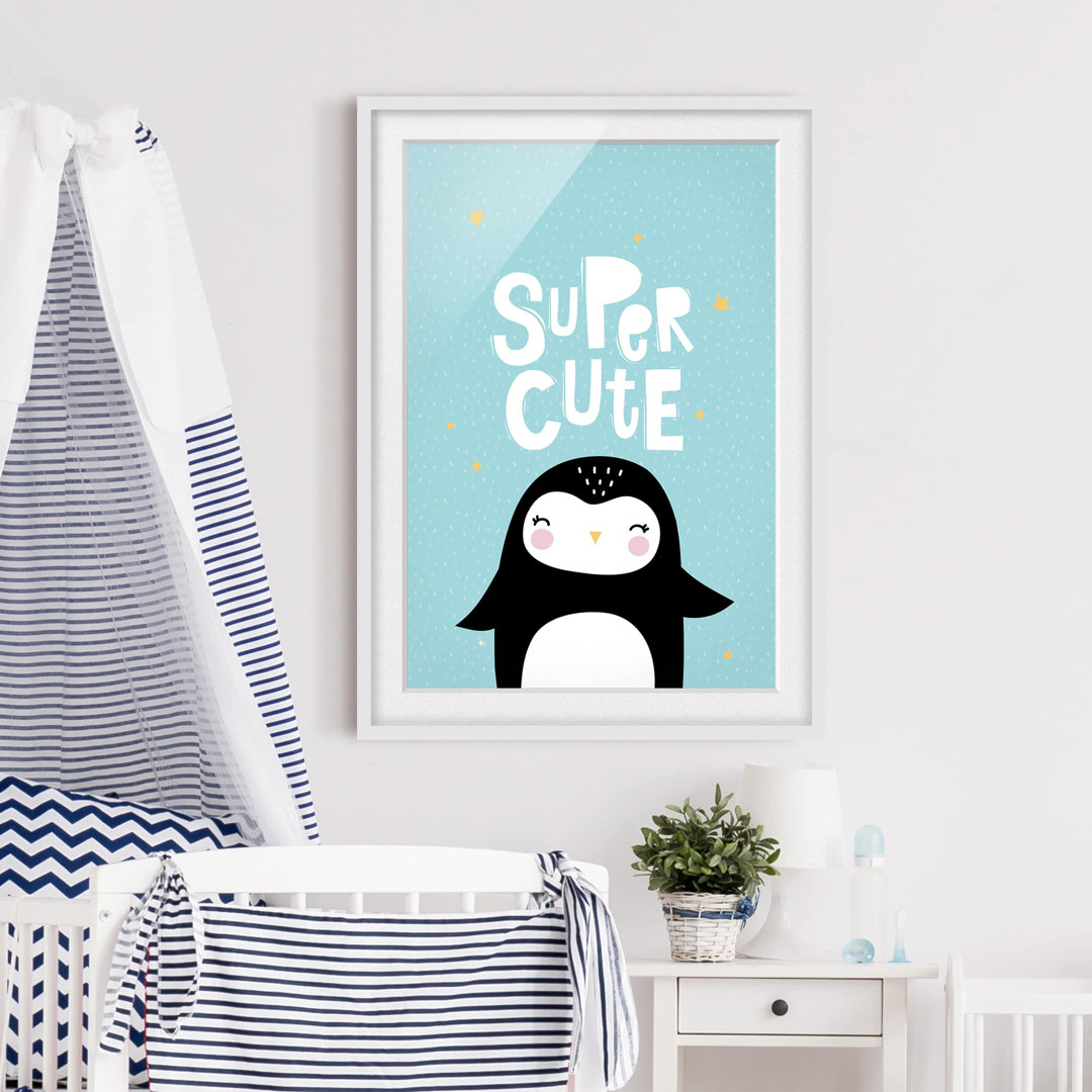 Gerahmtes Papierbild Super süßer Pinguin