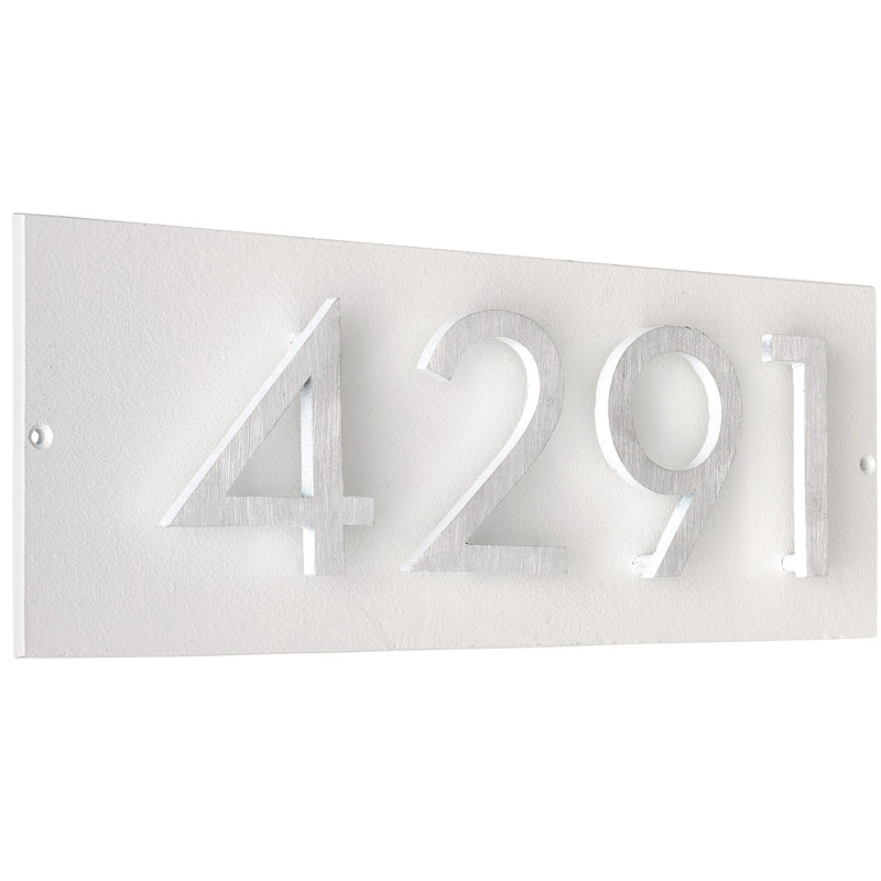 Panneau d'adresse flottant sur la pelouse sur 1 ligne, Blanc, Nickel satiné deux tons, Oui
