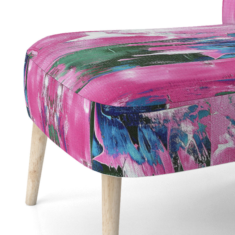 Accent Chair, Beige Floral Pattern Upholstered Decor - Beige Floral Pattern II, Pink
