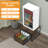 Mini Fridge Stand With Storage And Mobile Drawer Basket In Rustic Brown And Black