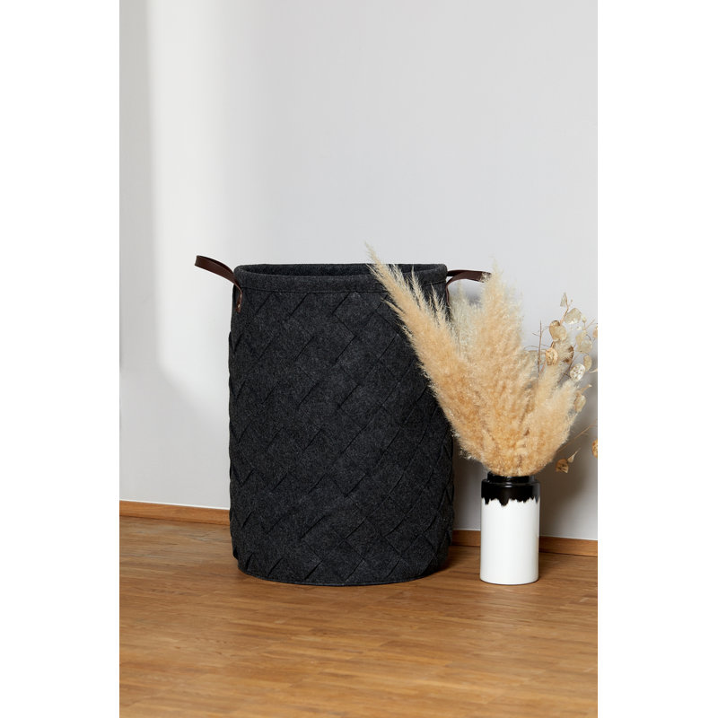 Plastic Laundry Hamper with Handles, Black