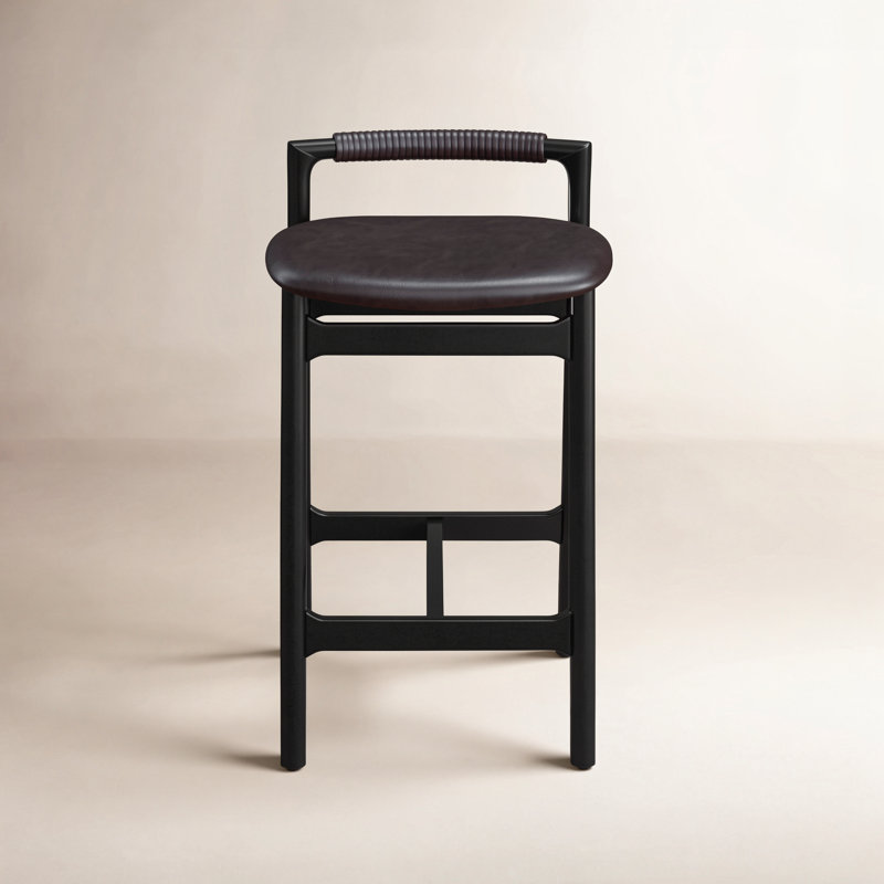 Baden Stool, Counter Stool (26" Seat Height), Sonoma Black/Genuine Leather, Brushed Ebony