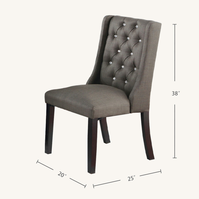 Set Of 2 Polyfiber Upholstered Dining Chairs, Espresso