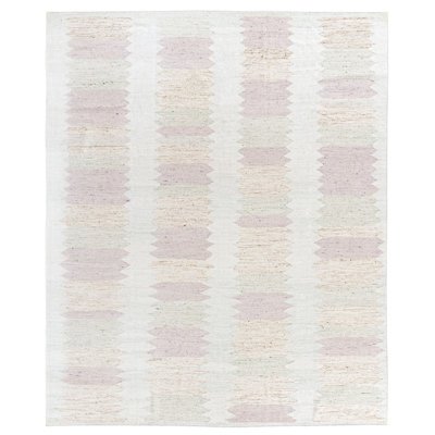 Cotton Area Rug in Ivory/Pink