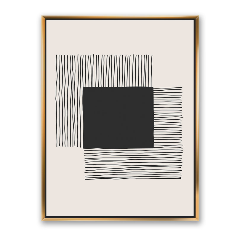 Minimal Geometric Lines and Squares VI - reproduction sur toile, H 40 po x l 30 po, Toile encadrée, Doré