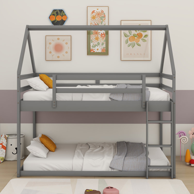 Lit superposé simple au-dessus de simple Balido pour enfants, gris