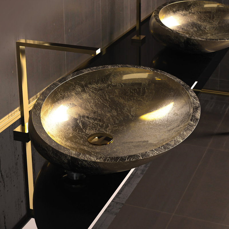 Vetro Freddo 25.6'' L Bathroom Sink, Gold Leaf