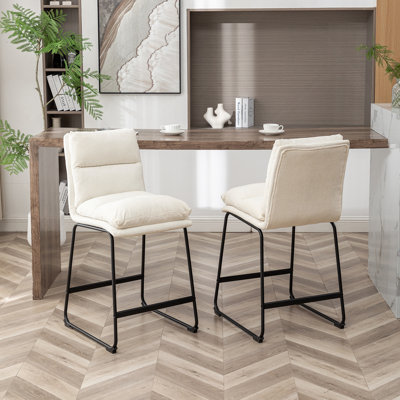 Ensemble de 2 tabourets à hauteur de comptoir Milos, blanc vanille, 26 po