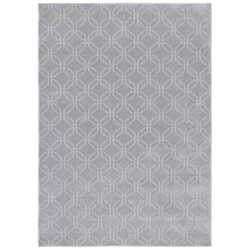 Jan-Michael Pattern And Solid Performance Geometric Rug, Rectangle 6'7" x 9'