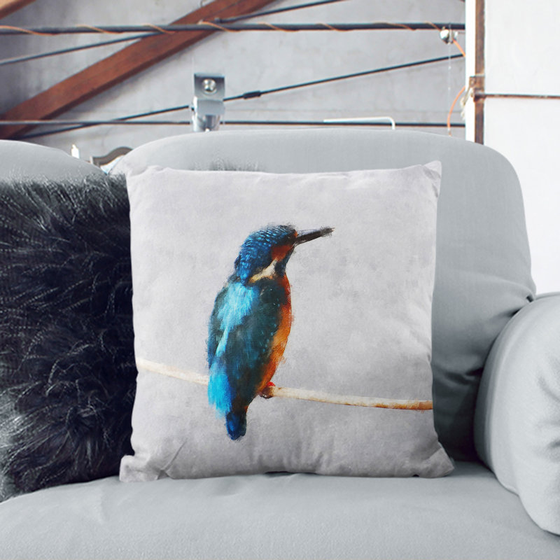 Kingfisher Bird Vol.2 Painting Scatter Cushion with Filling, 40cm H x 40cm W x 15cm D