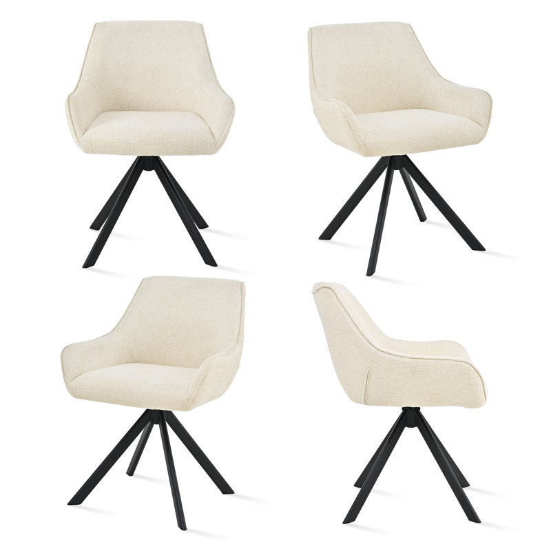 Gefjun 46cm H Upholstered Metal Upholstered Back Armchair, Cream Chenille