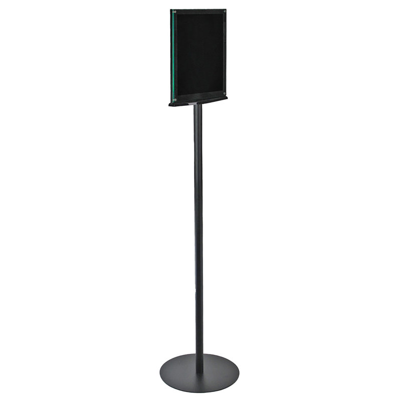 Black Double-Sided Magnetic Floor Sign Holder with Clear Plastic Cover