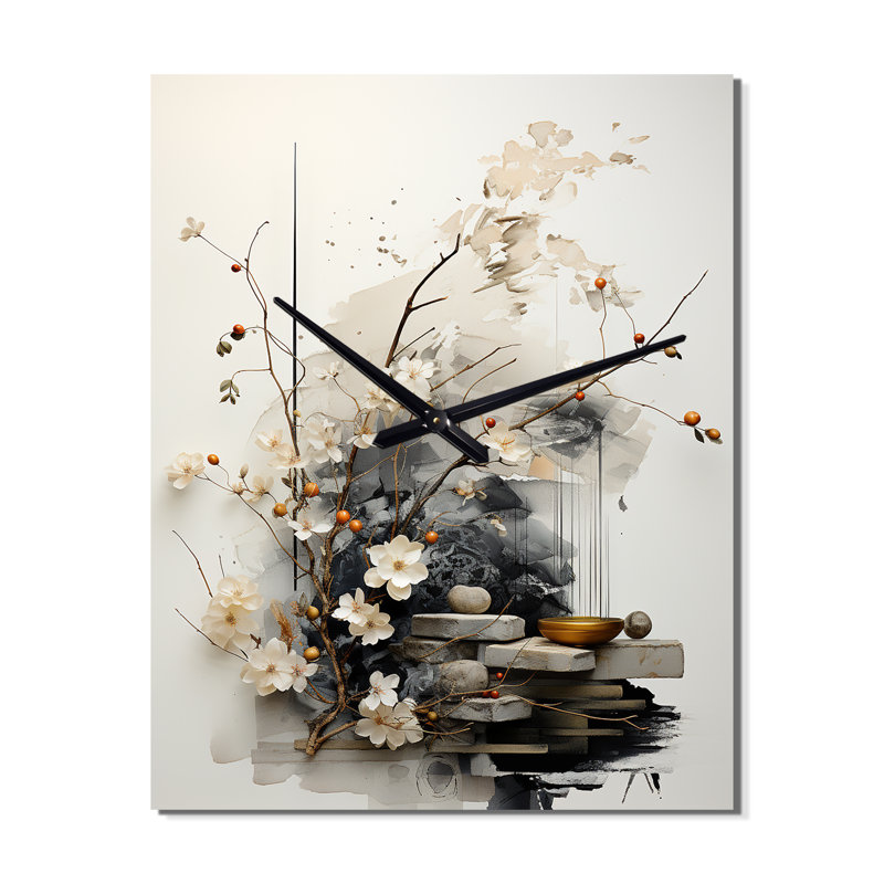 Asian Art Classics Sumi III - Horloge murale asiatique surdimensionnée, Grand