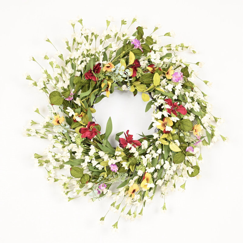 Couronne de porte artificielle 24 po, Vert/rouge