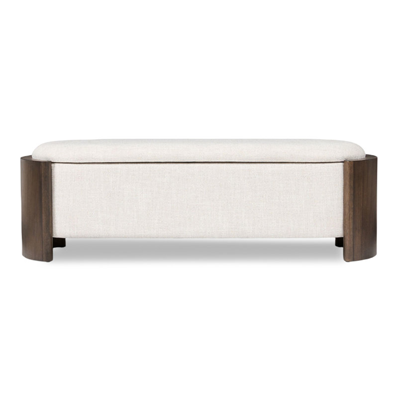 Repose-pieds en lin massif, 17.72" H x 47.24" W x 17.72" D