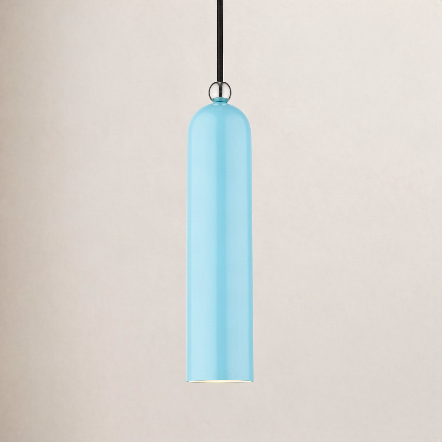 Hanne Dimmable Cylinder Single Light Pendant, Shiny Baby Blue