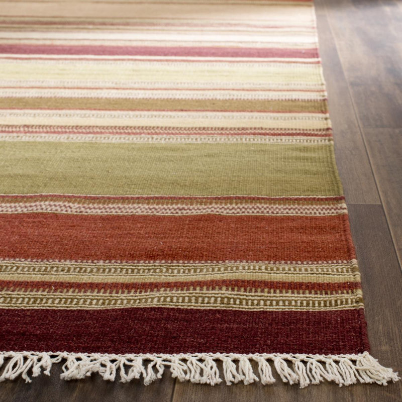 Hemet Striped Wool Hand Woven Area Rug, Rectangle 122 x 183 cm
