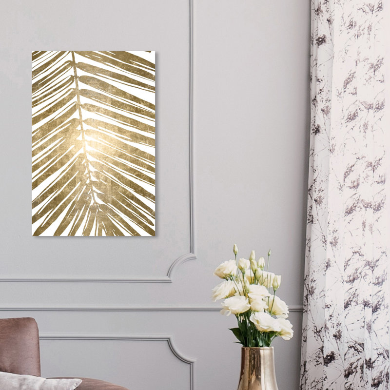 «Gold Tropical Leaves IV Gold Metallic», impression, H 15 po x l 10 po x P 1,5 po, Toile tendue