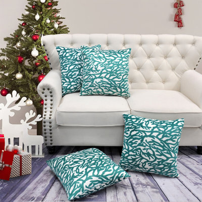 Home Soft Things Christmas Accent Pillow Shell 20'' X 20'' Coral - Dark Teal