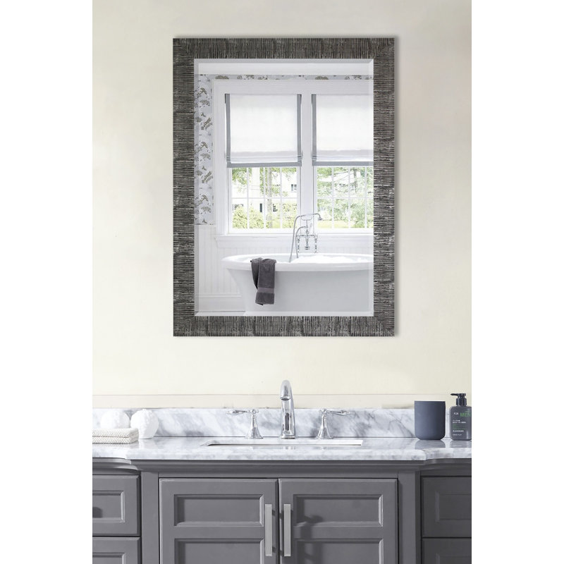 Duval Wood Wall Mirror, 33.5" H x 21.5" W, Silver