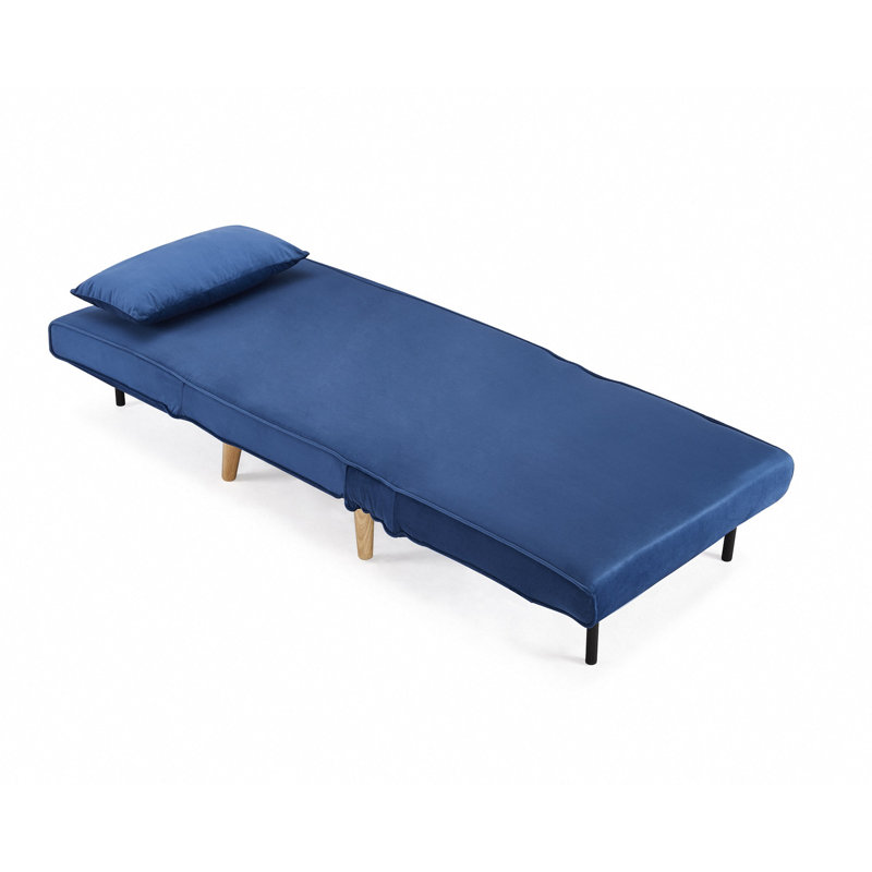 Griswalda 1 Seater Velvet Reclining Futon, Blue Velvet