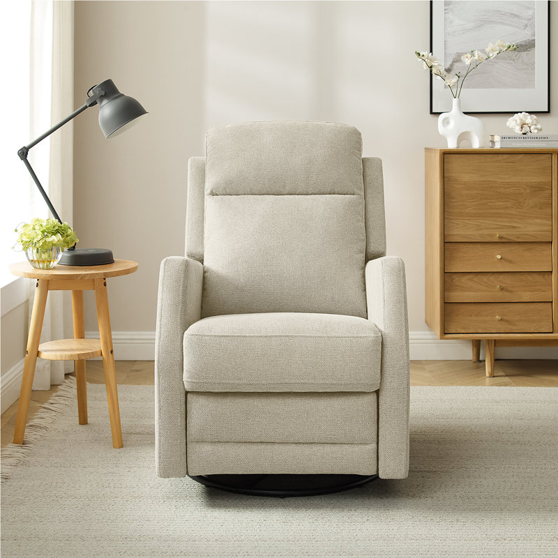 Stralka Upholstered Swivel Recliner, Beige