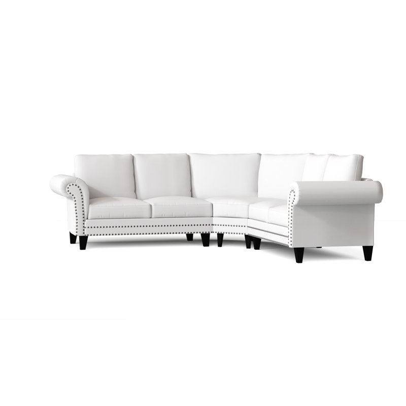 Canapé modulaire de coin symétrique 110 po Jenny, Graphite, Blanc délavé Marves, Noir