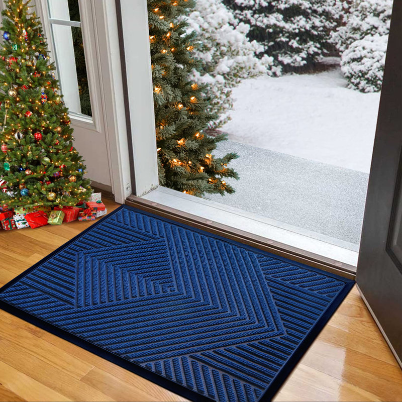 Lodewyk Decorative Non-Slip Indoor Outdoor Door Mat, Navy, 81.3cm W x 81.3cm L