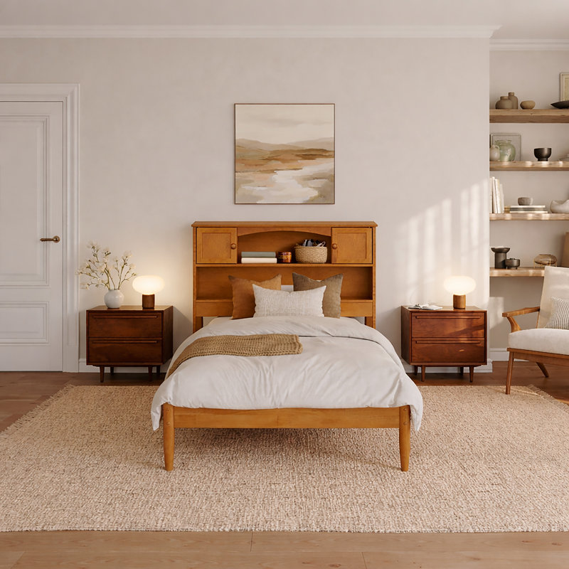 Lit plateforme Denver, Très grand simple, Caramel clair