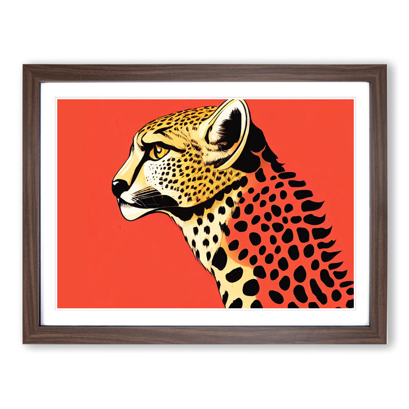 Illuminated Cheetah - Single Picture Frame Print, 46cm H x 64cm W x 2cm D, Walnut