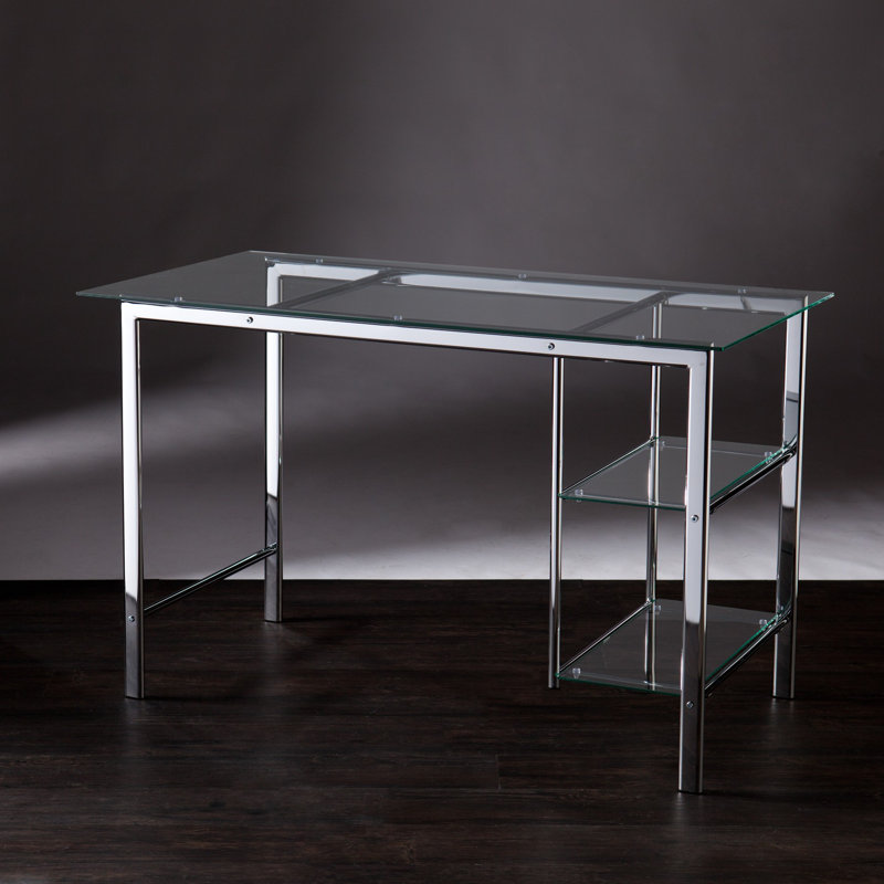 Bureau d'écriture en chrome et verre