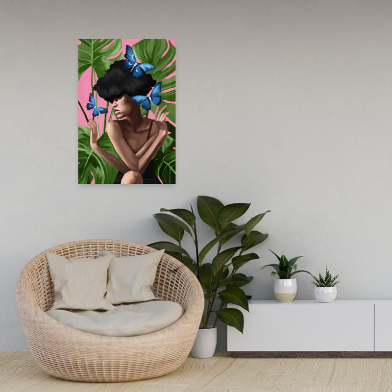 «Imagination Elegant Modern Butterfly Portrait», art mural, H 24 po x l 16 po