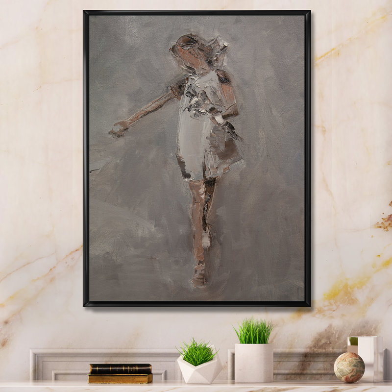 Pittoresque jeune fille rétro - peinture, H 12 po x l 8 po x P 1 po, Toile à cadre flottant noir