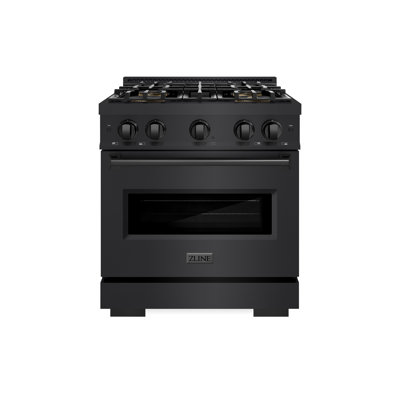 ZLINE Cuisinière à gaz 30 po avec surface de cuisson DuoPro et four à convection en acier inoxydable noir ZLINE