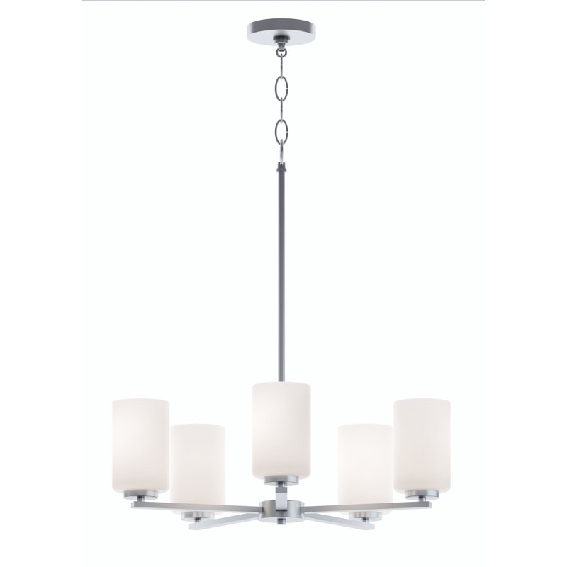 Lustre 5 lumières Leo, Nickel satiné