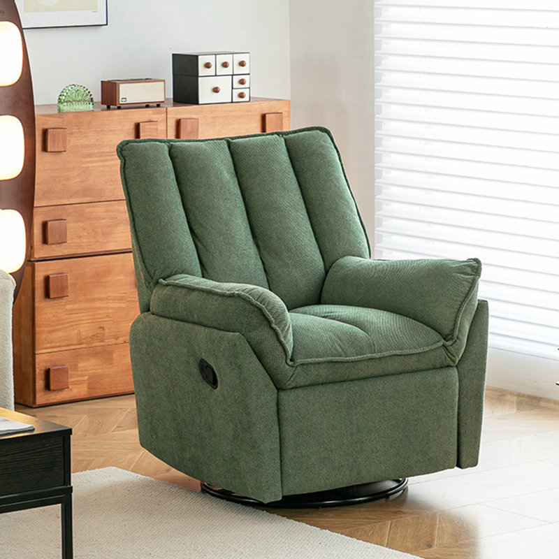 Balcony Leisure Cotton Linen Function Recliner, Green